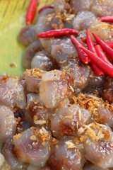 Steamed flour with peanut and pork filling