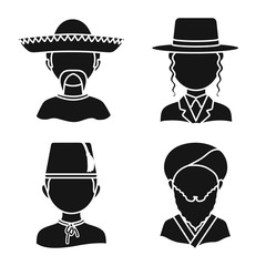 Vector illustration of person and culture symbol. Set of person and race  stock symbol for web.