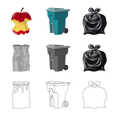 Vector illustration of dump  and sort symbol. Set of dump  and junk stock symbol for web.