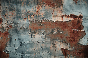 Texture of rusty metal with peeling paint - obrazy, fototapety, plakaty