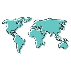 Linear image of the planet earth. Simple vector illustration