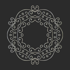 Elegant hand drawn retro floral frame