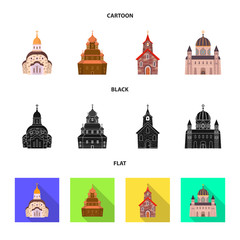 Isolated object of cult and temple sign. Collection of cult and parish stock symbol for web.