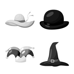 Vector design of hat and helmet sign. Collection of hat and profession stock symbol for web.