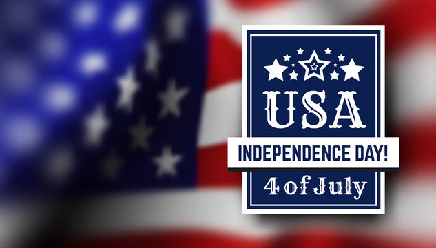 Congratulations on America's Independence Day, July 4 - the US national holiday on a flag background.
