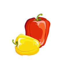 Bulgarian pepper yellow and red, fresh vegetable. Vector illustration. - 271632219