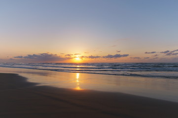 Fototapeta na wymiar Japanese coast Sunset Sandy beach