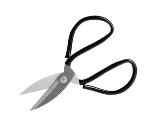 Pair of craft scissors on white background