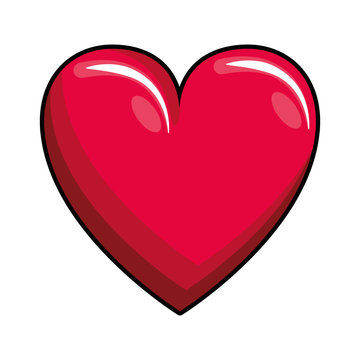 red heart icon cartoon isolated