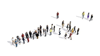 Naklejka premium group of people with shadow on the floor - top view - isolated on white background
