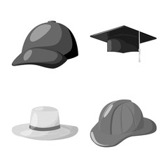 Isolated object of hat and helmet logo. Collection of hat and profession vector icon for stock.