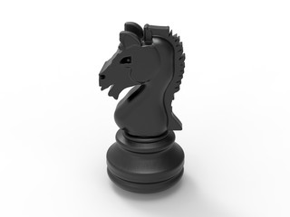 3D rendering - isolated black chess horse