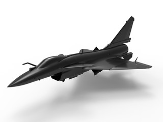 Fototapeta na wymiar 3D rendering - black isolated jet plane