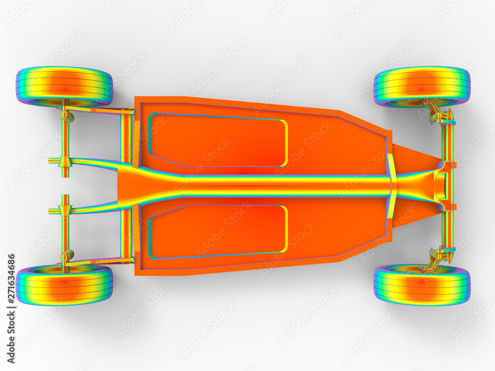 Aufkleber 3d rendering - top view of an electric car chassis structure analysis