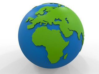 3D rendering - detailed globe focused on EU and Africa