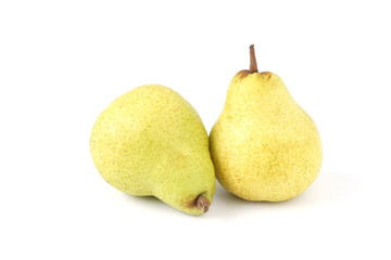 Ripe green pear fruit isolated on white background