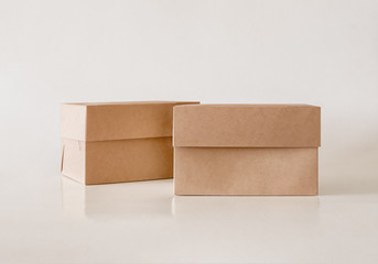 Blank Kraft Package Box Mock-up. Container, Packaging Template on light background.