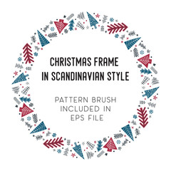 Fototapeta premium Christmas frame and brush with corner tiles