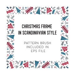 Obraz premium Christmas frame and brush with corner tiles