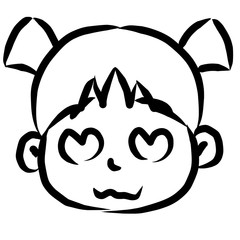 顔アイコン　少女　筆　表情