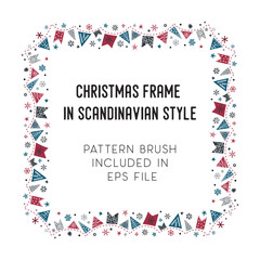 Fototapeta premium Christmas frame and brush with corner tiles
