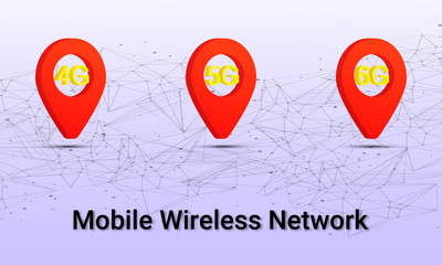 Mobile network generation. High speed technology, the next generation of internet 4g, 5g, 6g. vector illustration