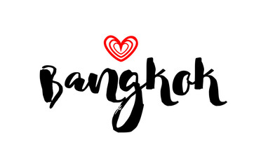 Bangkok city with red heart design for typography and logo design