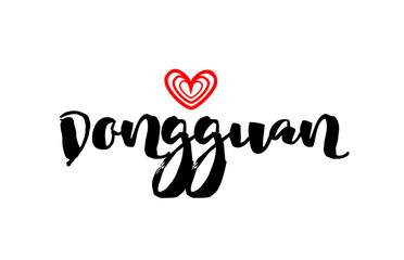Dongguan city with red heart design for typography and logo design