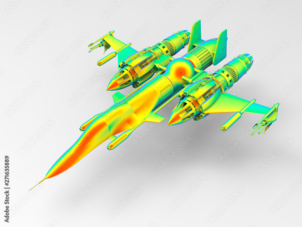 Aufkleber 3d render - finite element analysis of a fighter plane