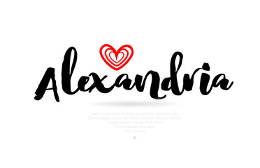 Alexandria city with red heart design for typography and logo design