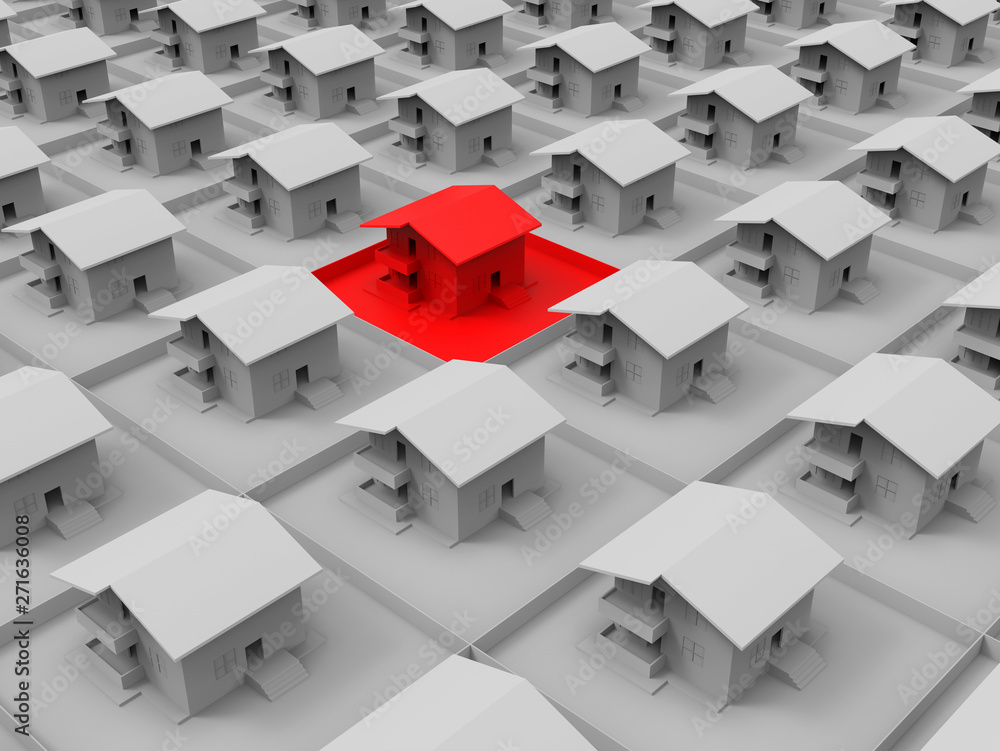 Poster 3d rendering - targeting a house in current market