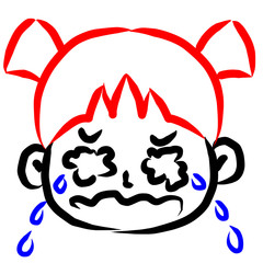 顔アイコン　少女　筆　表情