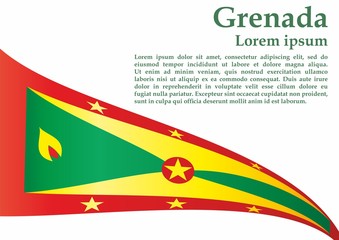 Flag of Grenada, Grenada is a country in the West Indies, Island of Spice. Template for award design, an official document with the flag of Grenada. Bright, colorful vector illustration.