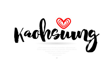 Kaohsiung city with red heart design for typography and logo design