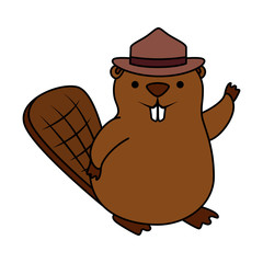 cute beaver with ranger hat mascot animal © Gstudio