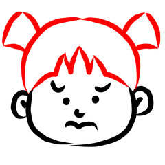 顔アイコン　少女　筆　表情