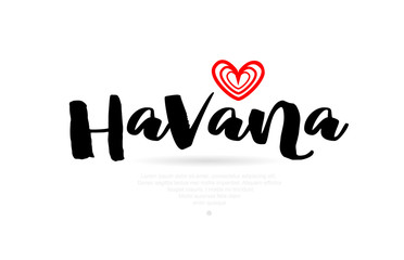 Havana city with red heart design for typography and logo design
