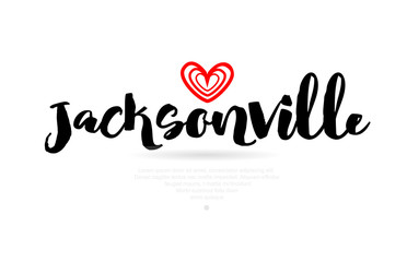 jacksonville city with red heart design for typography and logo design
