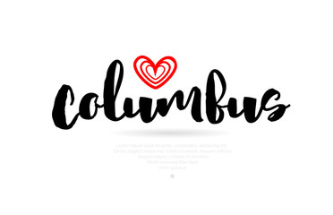 columbus city with red heart design for typography and logo design