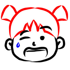 顔アイコン　少女　筆　表情