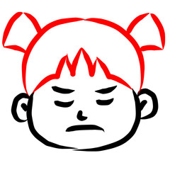 顔アイコン　少女　筆　表情