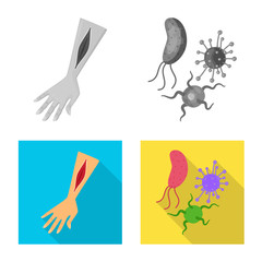 Vector design of medical and pain  symbol. Collection of medical and disease vector icon for stock.