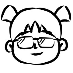 顔アイコン　少女　筆　表情