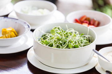 Sunflower sprouts in a bowl