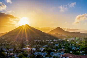 Sunburst over Mountain Peak