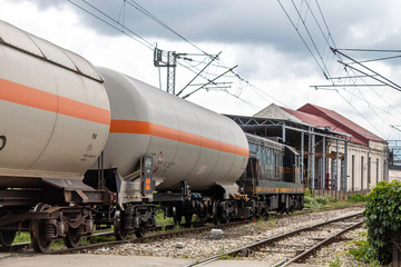 Fototapeta na wymiar Rail Freight Train Transport Passing