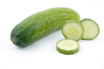 slices of cucumber isolated on white
