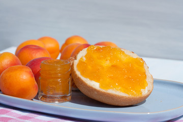 Sandwich with apricot jam.
