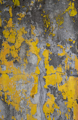 Old Weathered Yellow Painted Peeling Concrete Texture