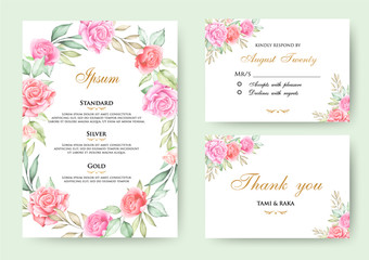 Fototapeta na wymiar elegant watercolor floral wedding card template